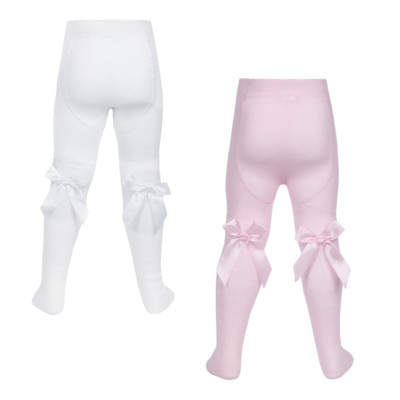 BABY MÄDCHEN SCHLEIFE STRUMPFHOSE WEISS ROSA AUSGEFALLEN RAUTEN GEMUSTERT + SCHLEIFEN MÄDCHEN 0-24 MONATE