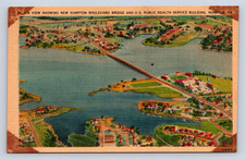 Vintage Postcard Norfolk Virginia Hampton Boulevard Bridge Air View