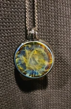 BeerGlass Handblown Medalion Pendant Signed and Shipped on a String