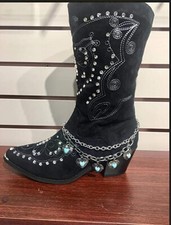 Boot Jewelry Chain Double Strands with Turquoise Hearts as Charms Pendants