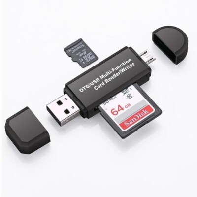 Micro USB OTG to USB 2.0 Adapter SD/Micro SD Card Reader With Standard USB Male