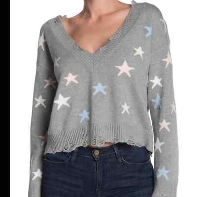 V Neck Wild Honey Distressed Sweater Wild Honey Cropped Star