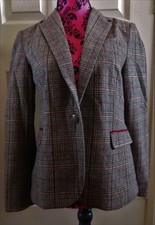 Bnwt Ladies Signature Harvey Jones Browntweed Wool Mix Lined Blazer Size12rrp£99