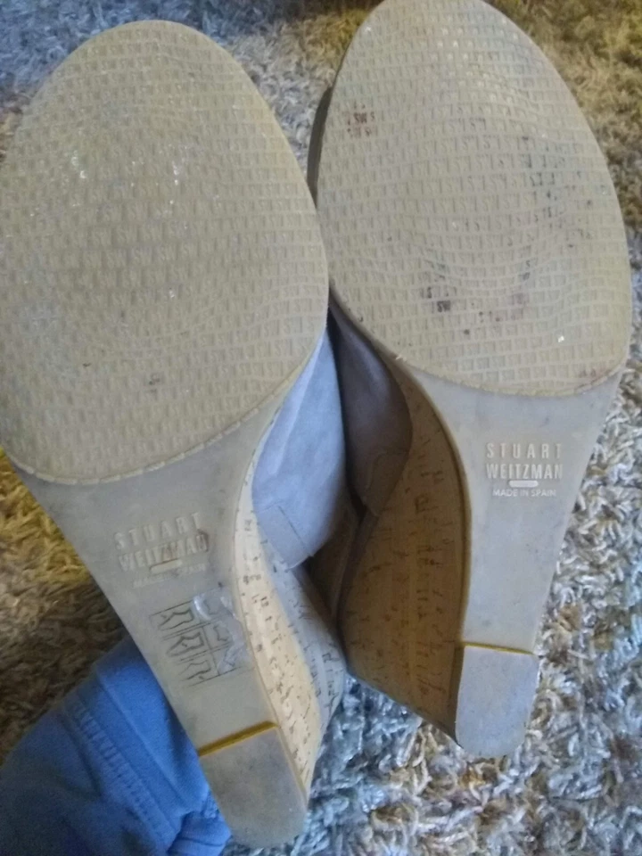 Sandalia Mujer Stuart Weitzman Corcho Cuña Correa Tobillo Hecha en España Talla 9.5 Foto 4 de 4