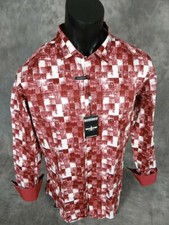 Mens Shirt Marcel Red Check Patterns Button Front Barabas Premiere Classic Fit