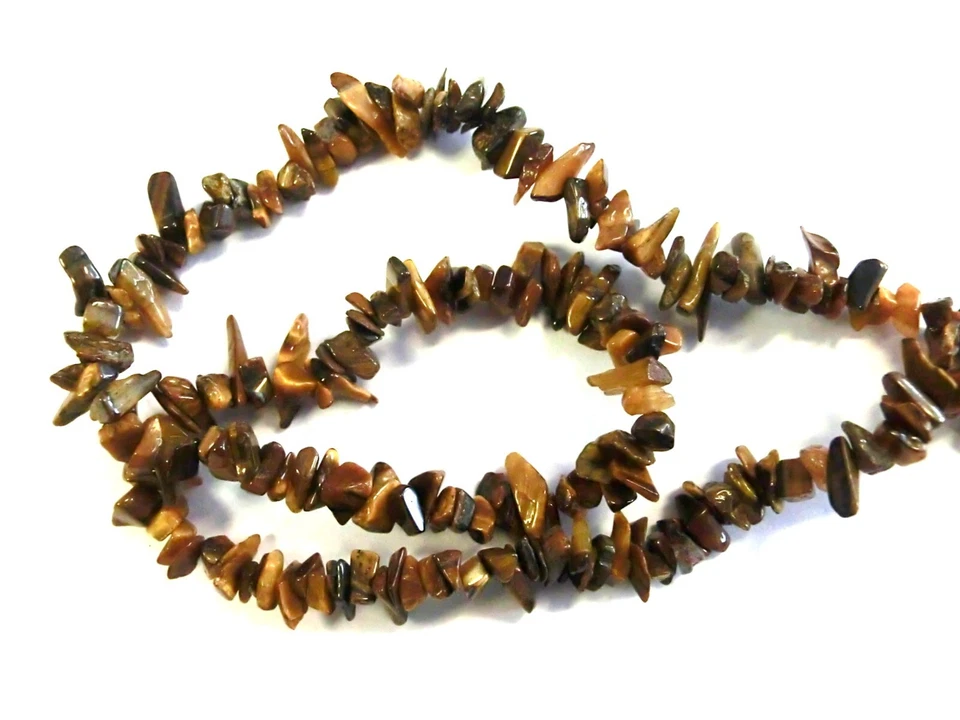Tigerauge Edelstein Splitter Nuggets ~ 4-8mm 1 Strang Chips Perlen zum auffädeln - Bild 2 von 2