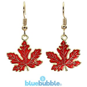 Authentic Bluebubble NATURE Maple Leaf Dangly Earrings Cute Celebration Kitsch Fancy Dress
