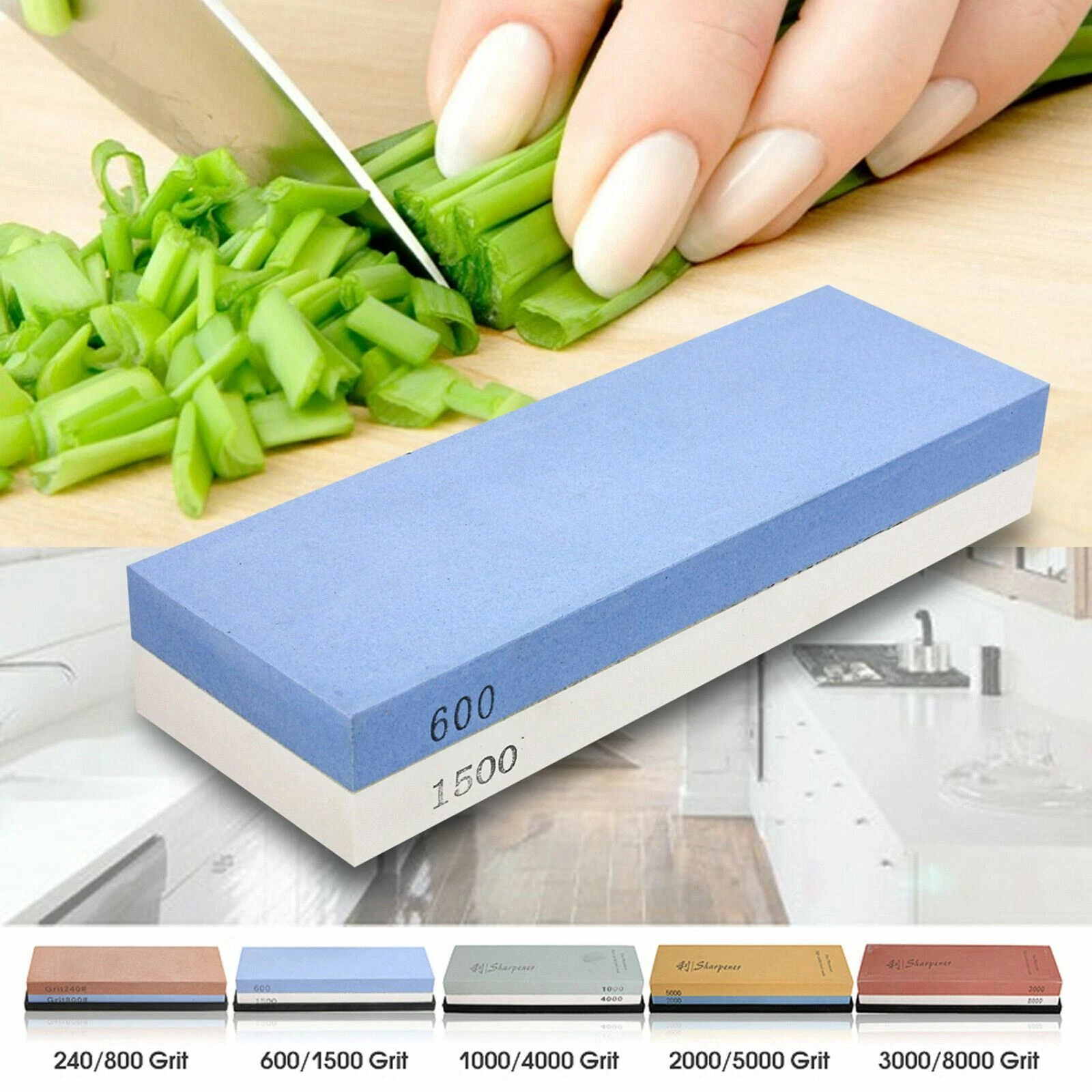 Grit Knife Knives Sharpening Sharpener Dual Water Whet Wet Stone Whetstone