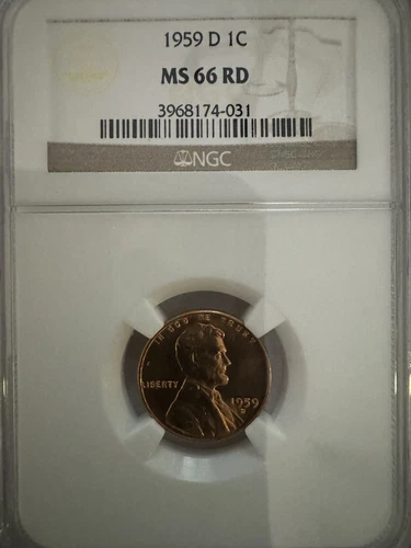 1959 D LINCOLN MEMORIAL CENT. NGC MS 66 RED. CERT# 3968174-031