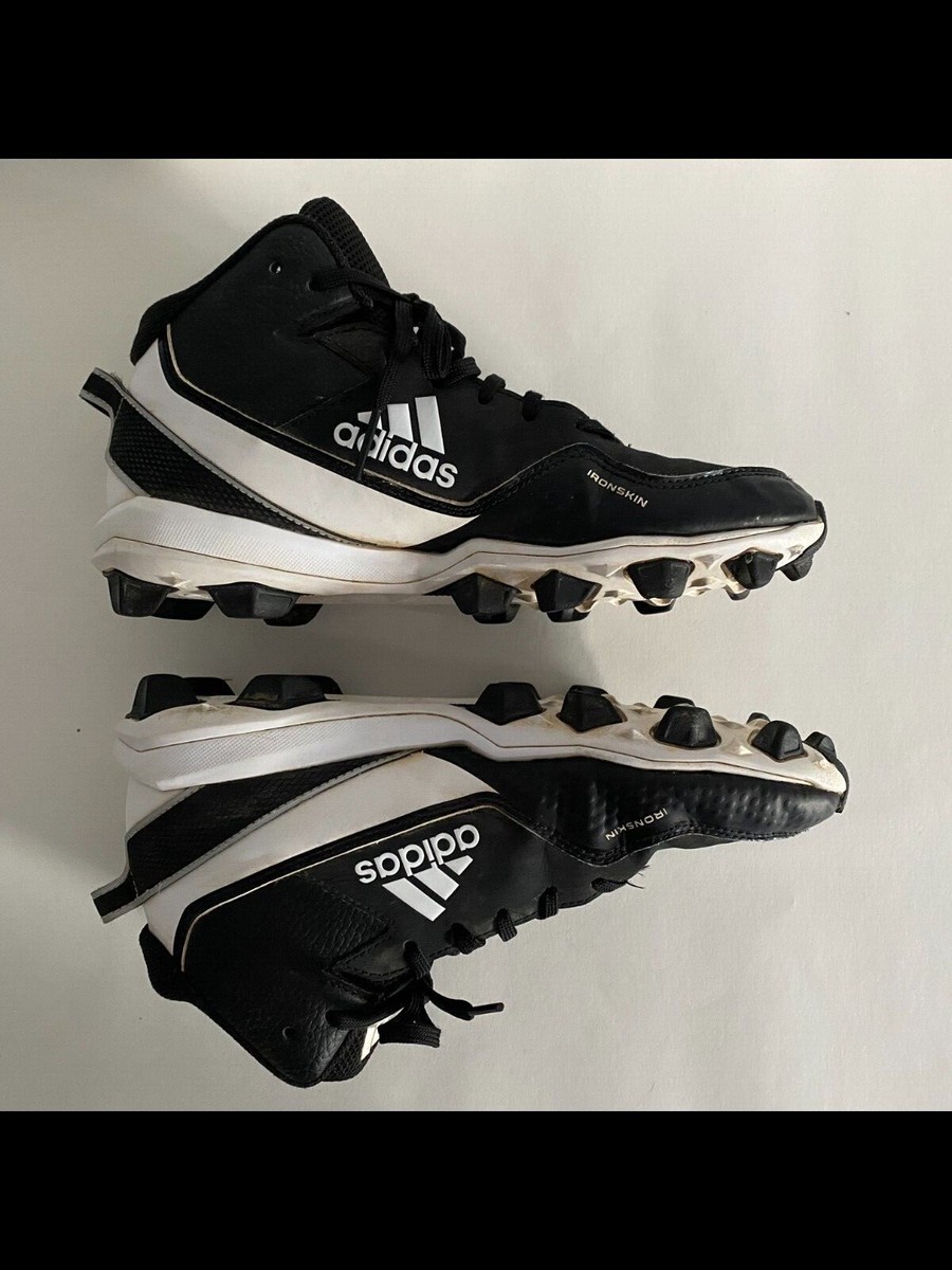Adidas Icon 7 Mid MD Bounce Ironskin Baseball Cleats Black & White