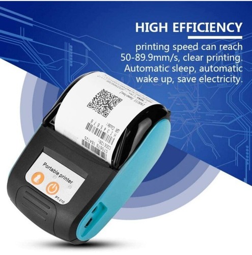 Ciglow PT-210 58mm Aqua Portable Wireless Thermal Printer W/ 10 Rolls of paper - Picture 3 of 7