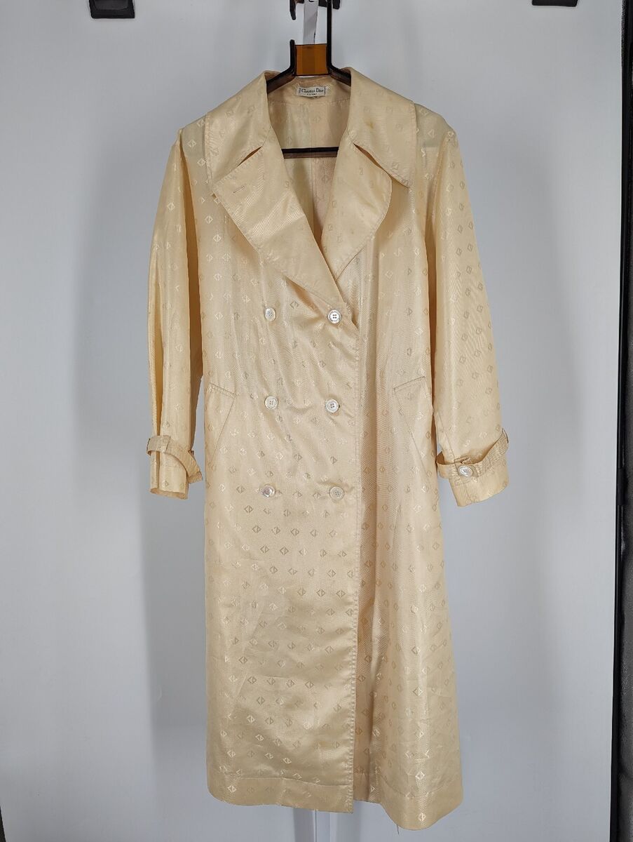 Christian Dior Boutique Vintage 70s Gold CD Monogram Silk Trench Christian Dior Boutique Vintage 70s Gold CD Monogram Silk Trench