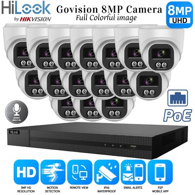 HIKVISION POE CCTV SYSTEM IP UHD 8MP NVR 4K 5MP AUDIO SMART COLORVU KAMERA KIT