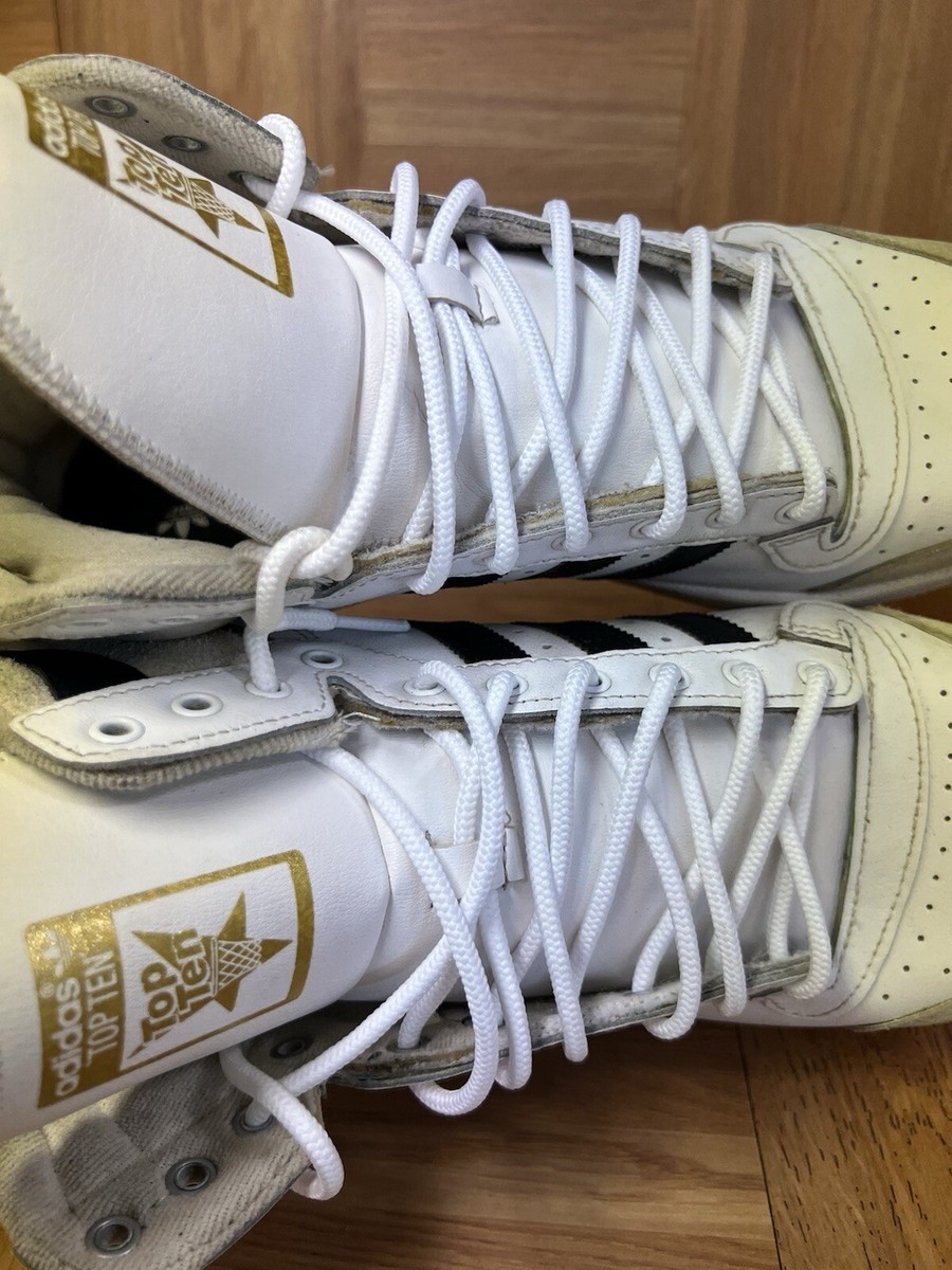 Size 12 - adidas Top Ten High White Black Gold for sale