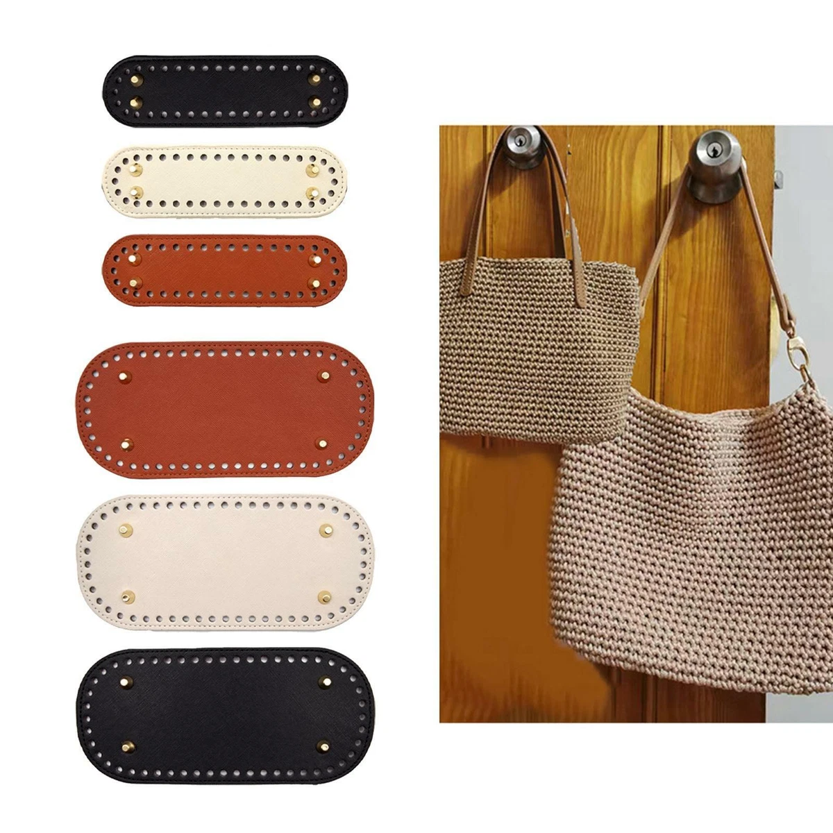 6x PU Leather Bag Bottom Knitting Purse Making Supplies for Crochet Bags