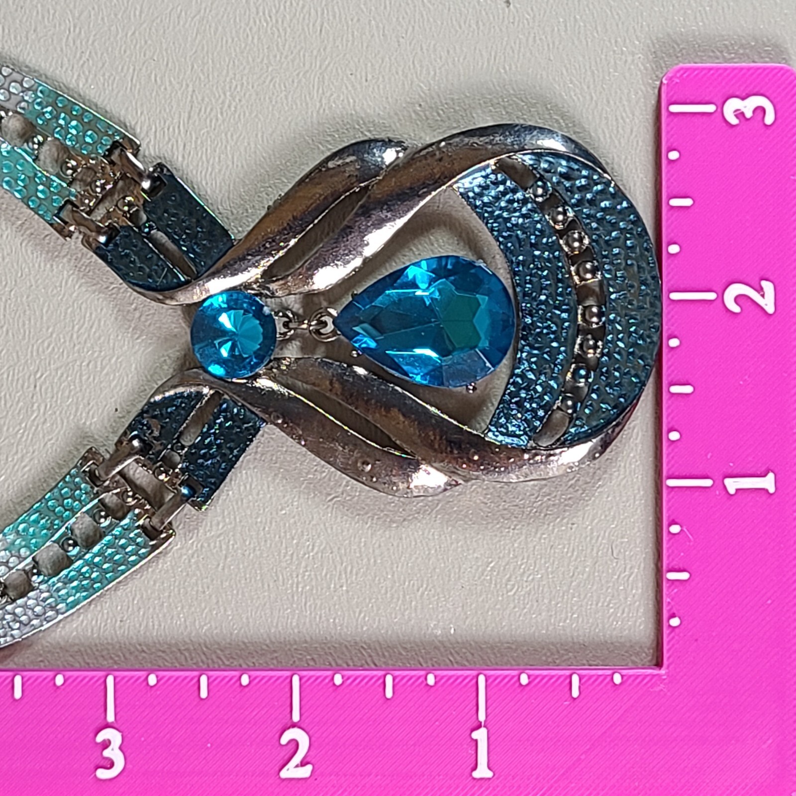 Statement Large Necklace And Dangle Earrings Blue… - image 11