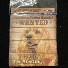 Pallet Wood Magnet NEW Cocker Spaniel Dog Wanted Poster Sit N Stay  3.5x3.875 In