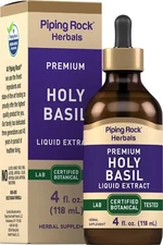Holy Basil Extract Liquid | 4 Fl Oz | Tulsi Leaf | Vegetarian | by Piping Rock