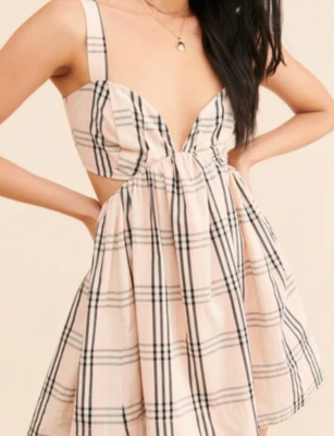 new FREE PEOPLE plaid bridgette mini dress xs lined | eBay