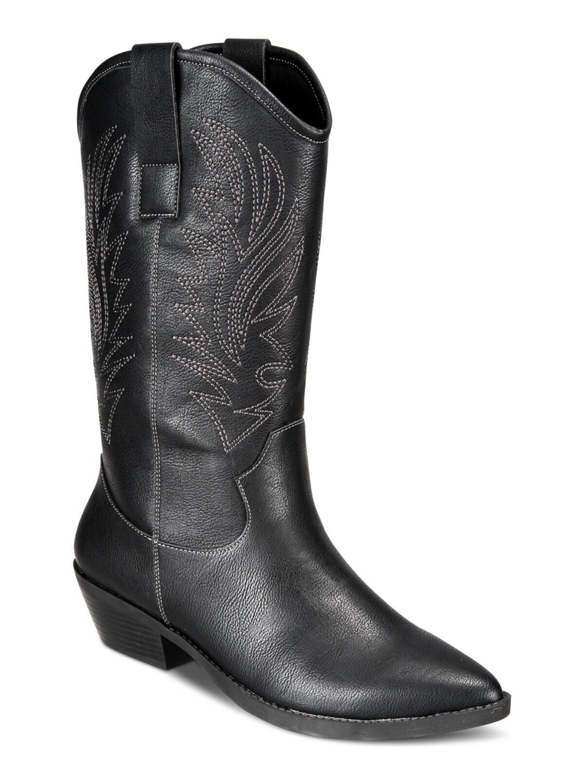 Женские черные ковбойские сапоги на блочном каблуке STYLE & COMPANY с застежкой-молнией Miyyaa, 6,5 м