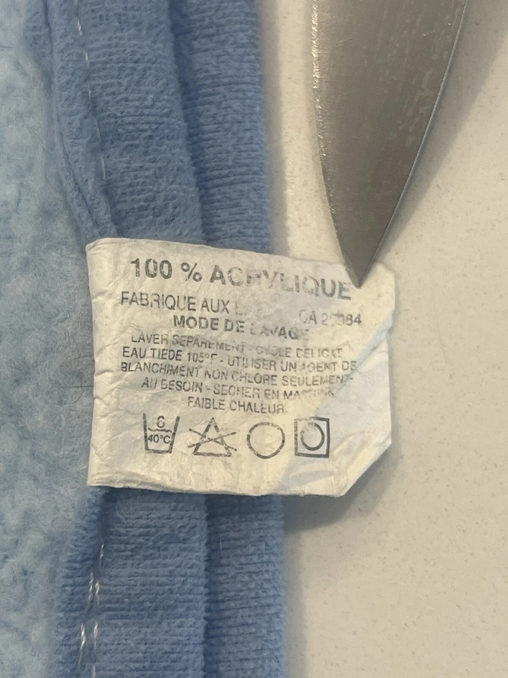 Vintage Blue Fleece Teddy Bears With Balloons Acrylic Baby Blanket WPL 1675 USA - Image 3 of 4