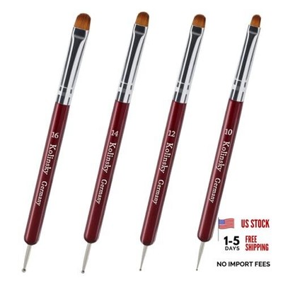 4 Pieces French Tip Nail Brush and Clean Up Brush Set, Dual Ended Acrylic