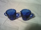 Vintage Cobalt Blue Ceramic Cream and Sugar Set — photo 1