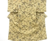 7222077: JAPANESE KIMONO / ANTIQUE KIMONO / SILK / HAND WOVEN TSUMUGI / JIGAMI 