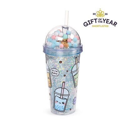 Doppelwandige Tasse mit Deckel, Strohhalm & Charms - Foodiemals Bubble Tea Lieferant Cate