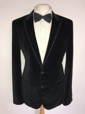 HUGO BOSS - Herren Schwarz Samt Smoking Sakko - 42 Reg - WUNDERSCHÖNE Abendjacke