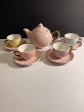 FAO Schwarz Hand-Glazed Ceramic Tea Party Set - 9pc: BPA-Free Pretend Play Tea