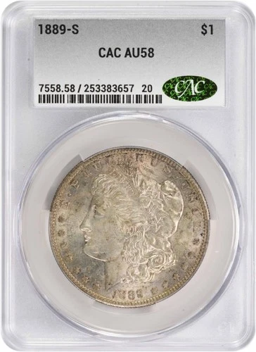 1889-S Morgan Silver Dollar AU58 CACG
