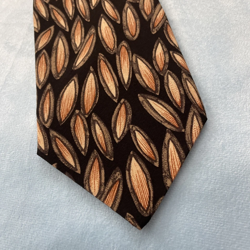 Charles Jourdan Paris Vintage Design Silk Tie black Brown Seed Statement 55” — 第 2/4 张图片