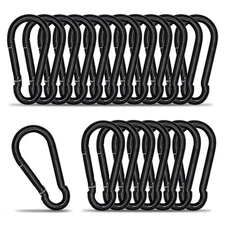 20 Pack Black Carabiner Clip, 3.15 inch Heavy Duty Spring Snap Hook, Small Ca...