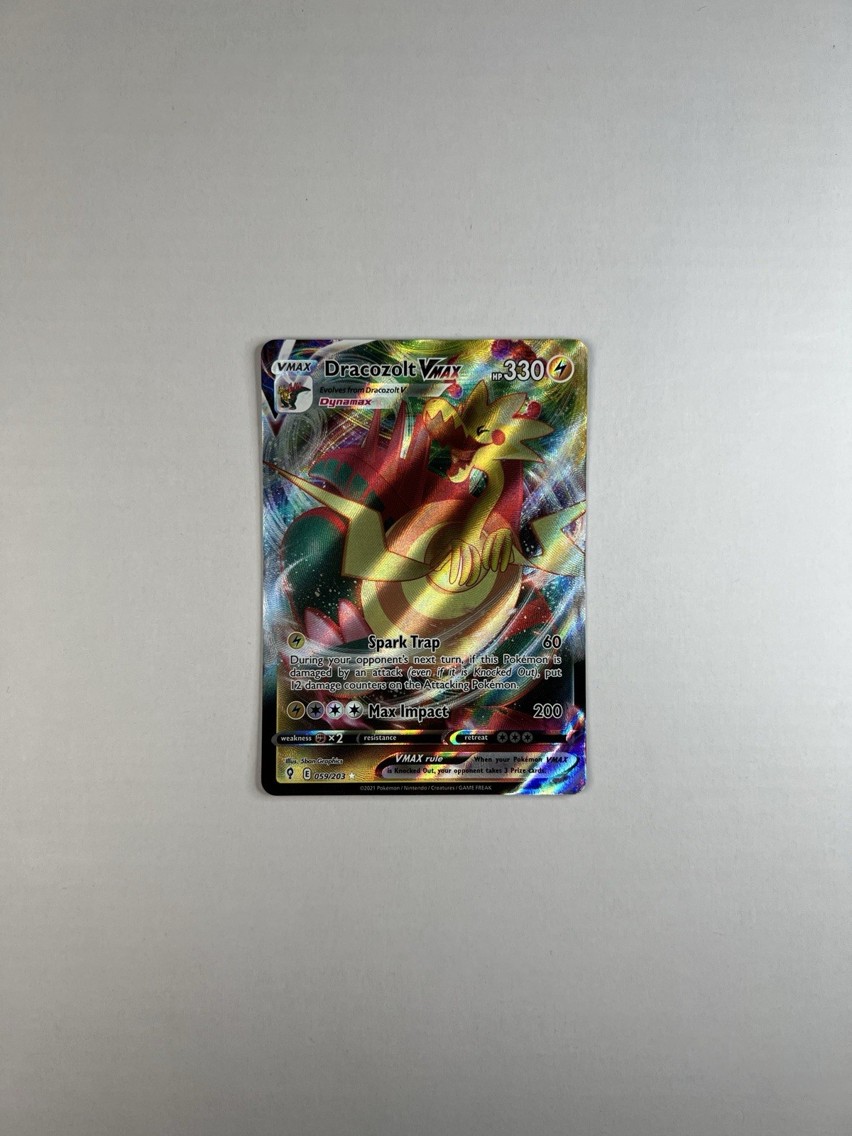 Dracozolt VMAX 059/203 Holo Rare Pokémon Evolving Skies - NM