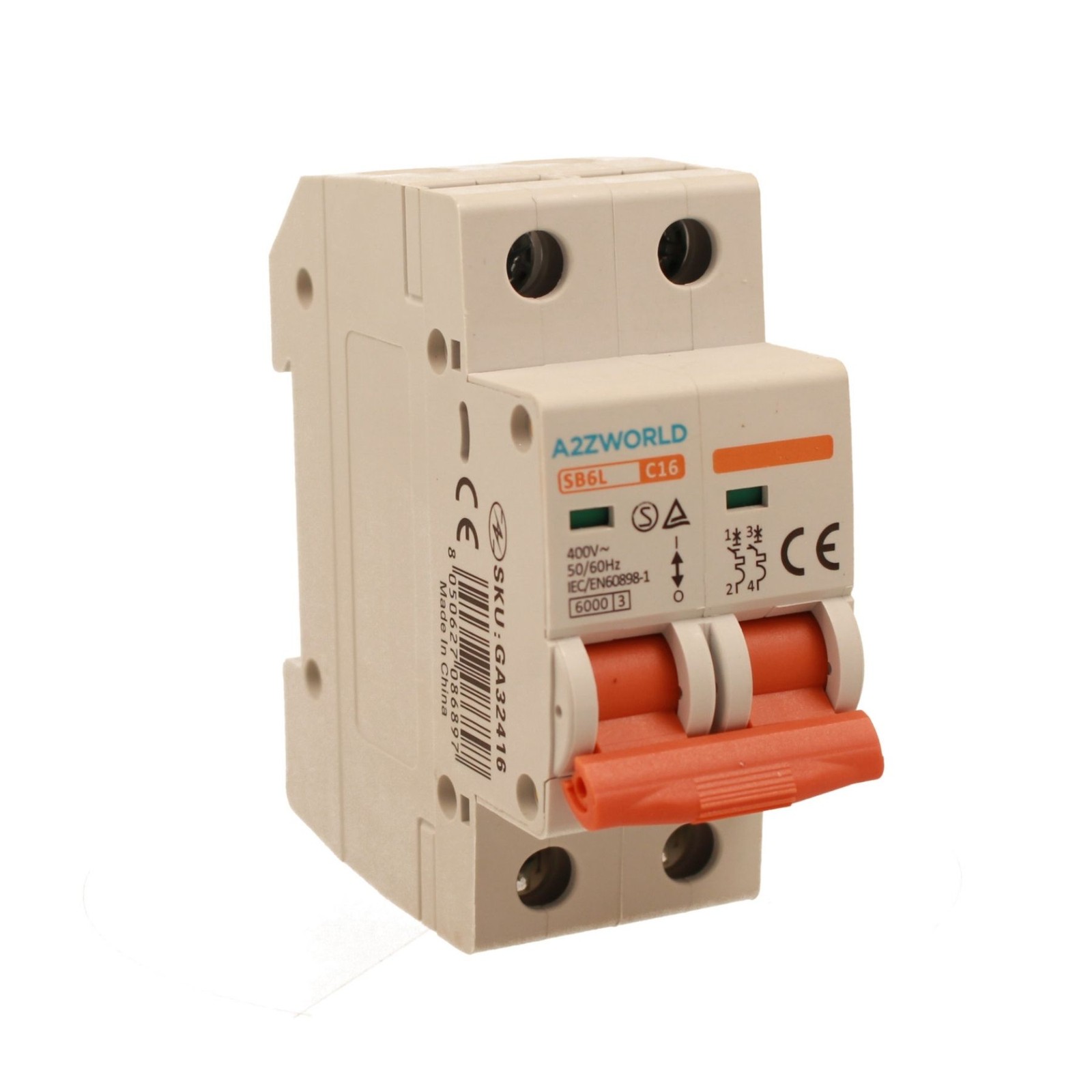 MCB Interruttore Magnetotermico Automatico Curva C 2P 2M 6000A C16A AC 400V IP20