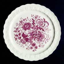 Taylor Smith & Taylor Center Bouquet Red Oval Platter and Covered Sugar Bowl