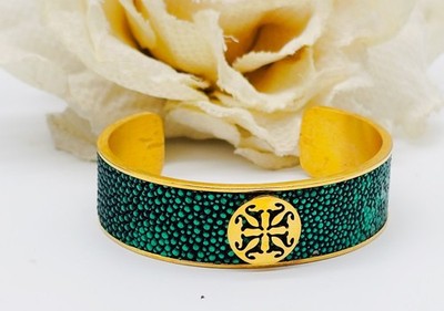Rustic Cuff ''Daniele'' genuine lStingray leather overlay 