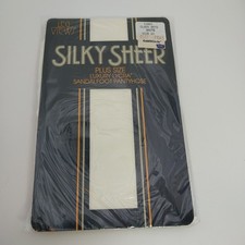 Vtg. 2X Pantyhose Ivory White Sandalfoot Silky Sheer Luxury Lycra Leg Views