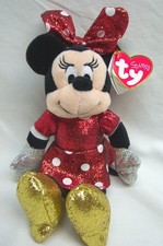 TY Walt Disney SPARKLE MINNIE MOUSE IN RED 8" Plush Stuffed Animal Toy NEW