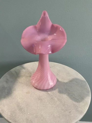 Fenton Rosalene Spiral Optic Tulip Vase 10.75” Tall 1999 Fenton