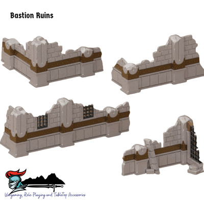 Fallen Bastion: Ruined Corners Set   Low Cover Terrain for 28mm Wargames