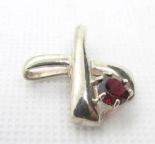 925 STERLING SILVER GARNET X SLIDE PENDANT 20x18.2MM ~ 2.5G