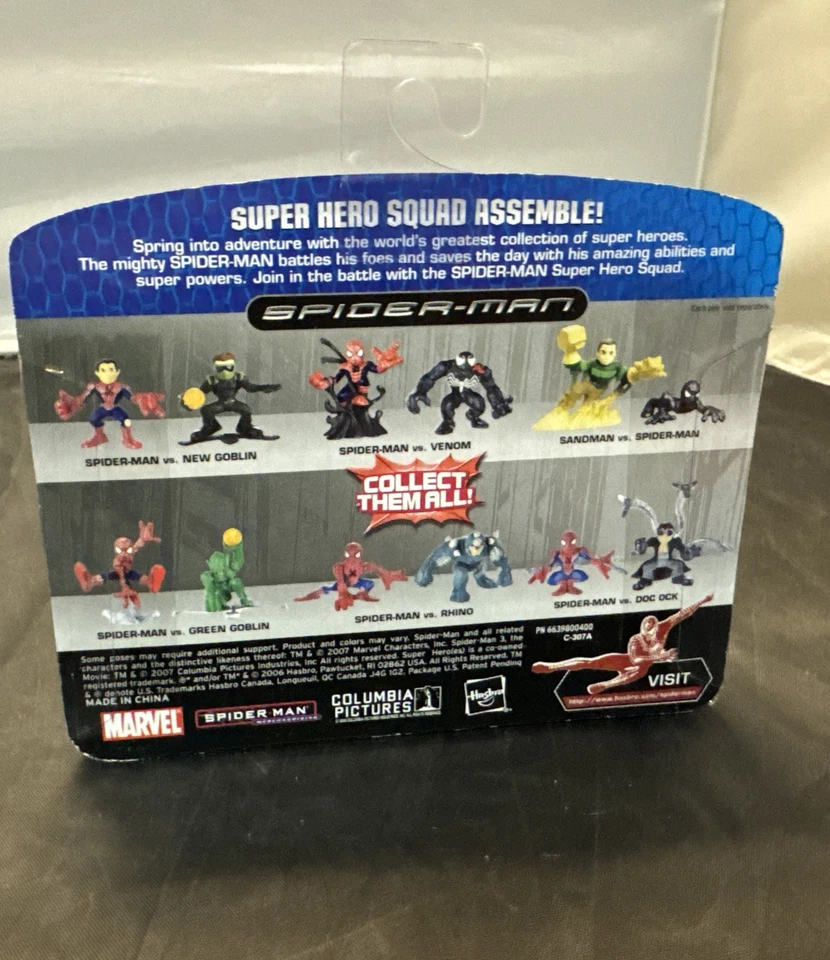 Bonecos Marvel Super Hero Squad Spider-Man & Rhino pacote com 2 2007 Hasbro novo na caixa - Imagem 3 de 4