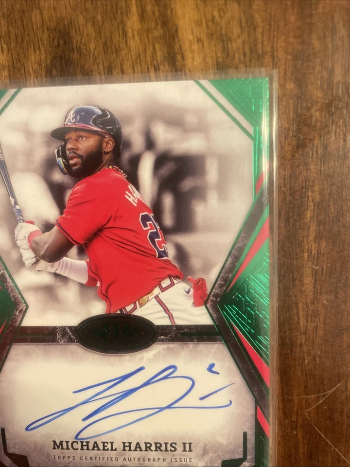 2025 Topps Tier One Michael Harris II Green Foil On Card Auto /49 Atlanta Braves - Image 3 of 4