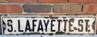 Vintage Street Sign LAFAYETTE ST. Gas Oil  Embossed Metal Road Sign  28" X 6"