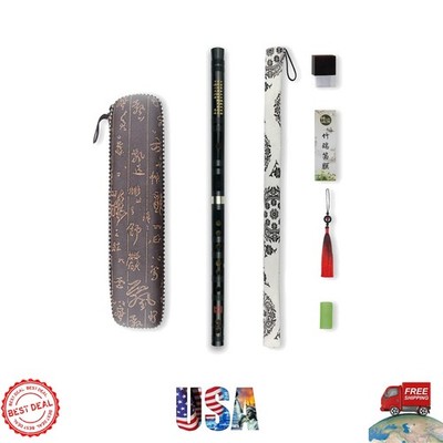 Artisan Crafted D Key Dizi - Bitter Bamboo Flute with Unique Red & Black Tassel