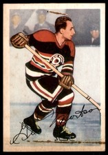1953-54 PARKHURST GUS MORTSON BLACKHAWKS #81 VG+ 2 STAPLER HOLES TRACE OF RUST