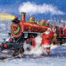Christmas Wishes Cotton Santa Train Riley Blake Yard Panel Bolt End