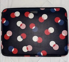 kate spade new york Polka Dot Leather 13" Laptop Sleeve Case Black White